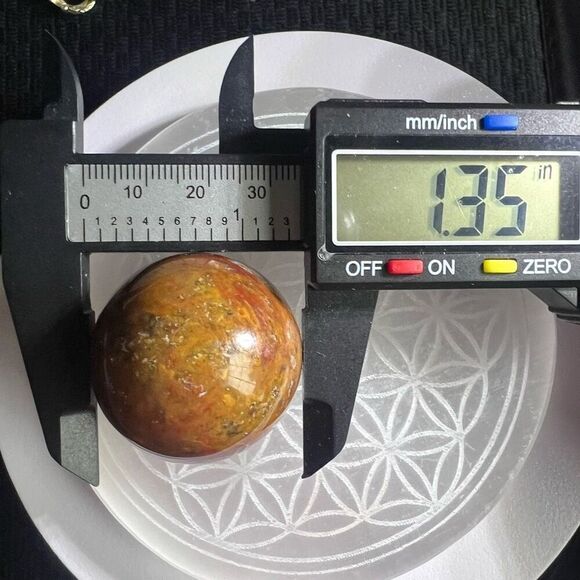 OC Jasper Red Yellow Quartz Crystal Sphere - Picture 9 of 12